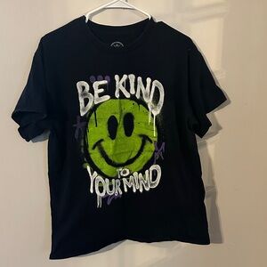 Be Kind Smiley Graphic Tee - Black & Green